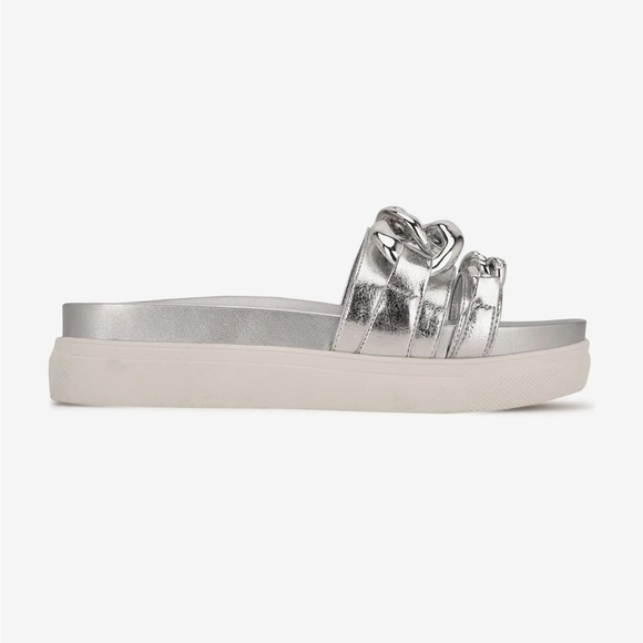 Nope 3 Silver Sandals by Nine West® - Picture 3 of 9